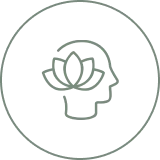 Silhouette with lotus flower inside head.